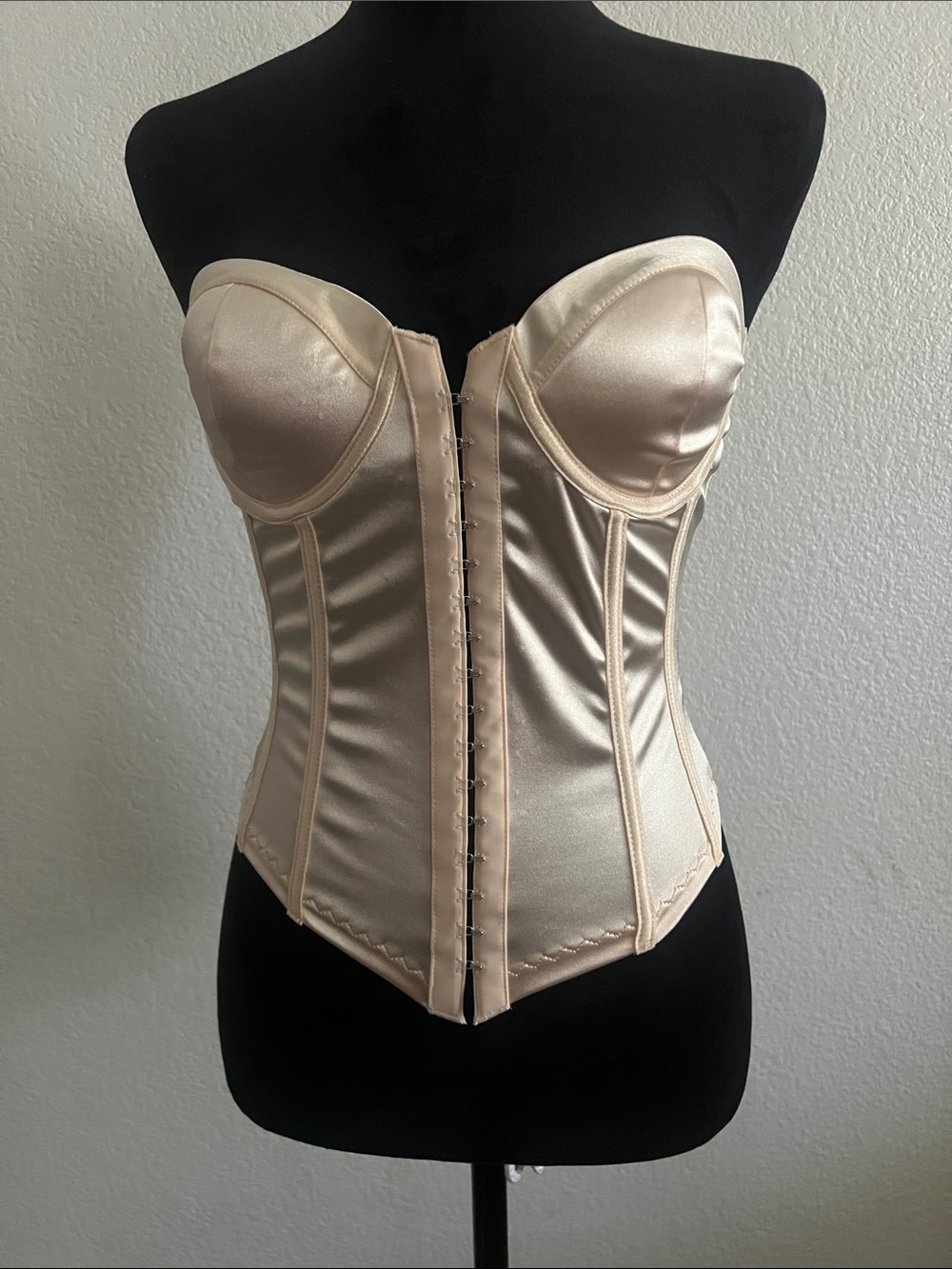 Forever 21 Champagne Satin Strapless Corset Bustier